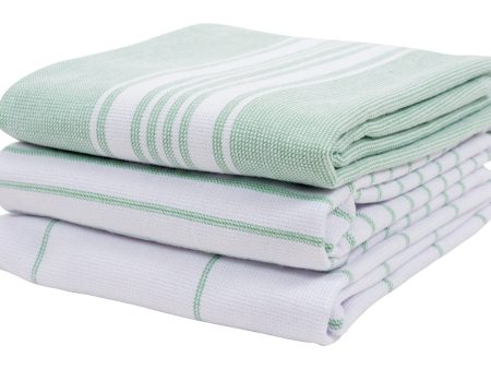 Egyptian Cotton Terry Kitchen Towels (Green) - 3 pc. Online