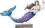 Metal Purple Mermaid w  Starfish Stand - 16  For Sale