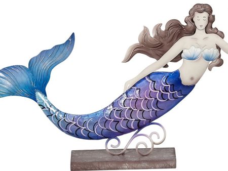 Metal Purple Mermaid w  Starfish Stand - 16  For Sale