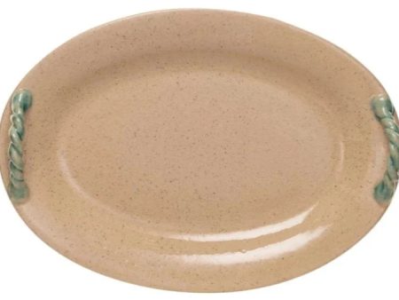 Hand-Painted Terracotta Platter w  Braided Handles - 13.25  x 19  For Discount