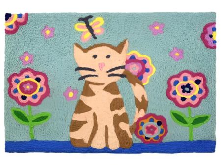 Jellybean Tabby Cat & Butterfly Rug - 20  x 30  Hot on Sale