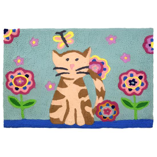 Jellybean Tabby Cat & Butterfly Rug - 20  x 30  Hot on Sale