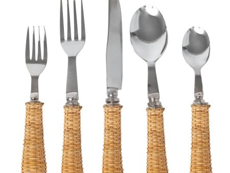 5-Piece Basketweave Flatware Set For Sale