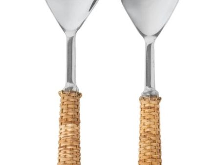 Basketweave Wicker Handle Salad Servers - 2 pc. For Sale