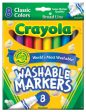 Crayola Washable Markers (Assorted) - 8 pc. For Sale