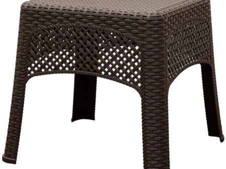 Adams Square Woven Resin Side Table (Brown) - 18  For Cheap