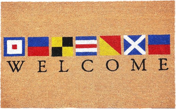 Nautical Flags  Welcome  Coir Mat - 17  x 29  Hot on Sale