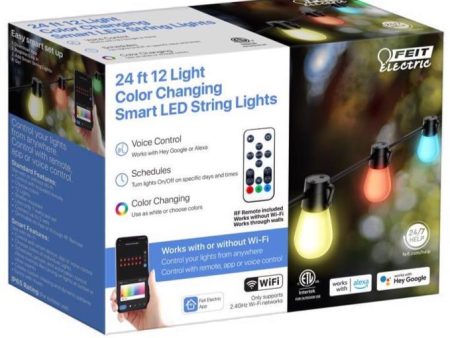 Feit Multicolored Smart LED String Lights (12 Count) - 24  For Sale