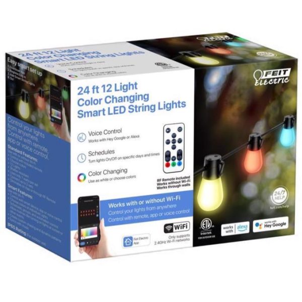 Feit Multicolored Smart LED String Lights (12 Count) - 24  For Sale