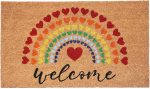 Rainbow Hearts  Welcome  Coir Mat - 17  x 29  Discount