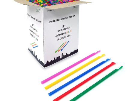 Disposable Neon Spoon Straws - 400 pc. For Sale