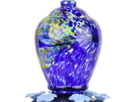 Nature s Way Blue Stained Glass Hummingbird Feeder - 28 oz. For Sale