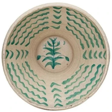 Hand-Painted Patterned Terracotta Bowl - 16.5  Online now