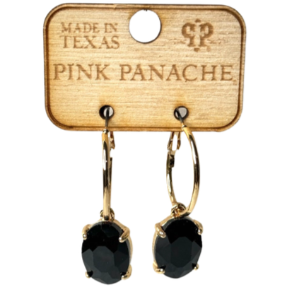 Pink Panache Oval Rhinestone Earrings Fashion